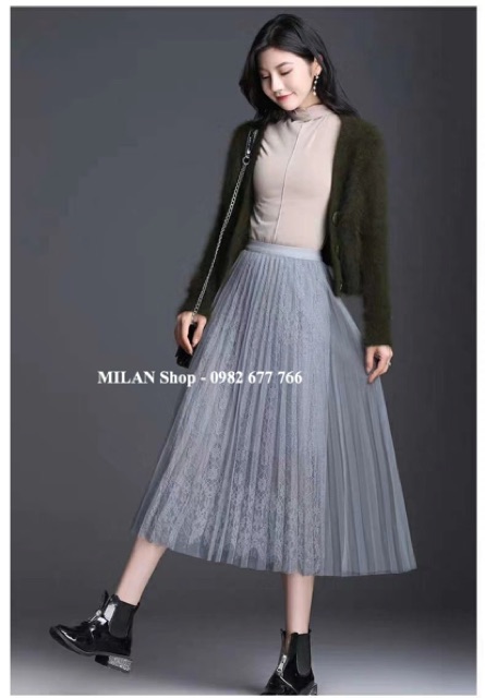 Chân váy xếp ly công chúa phối ren hoa | BigBuy360 - bigbuy360.vn