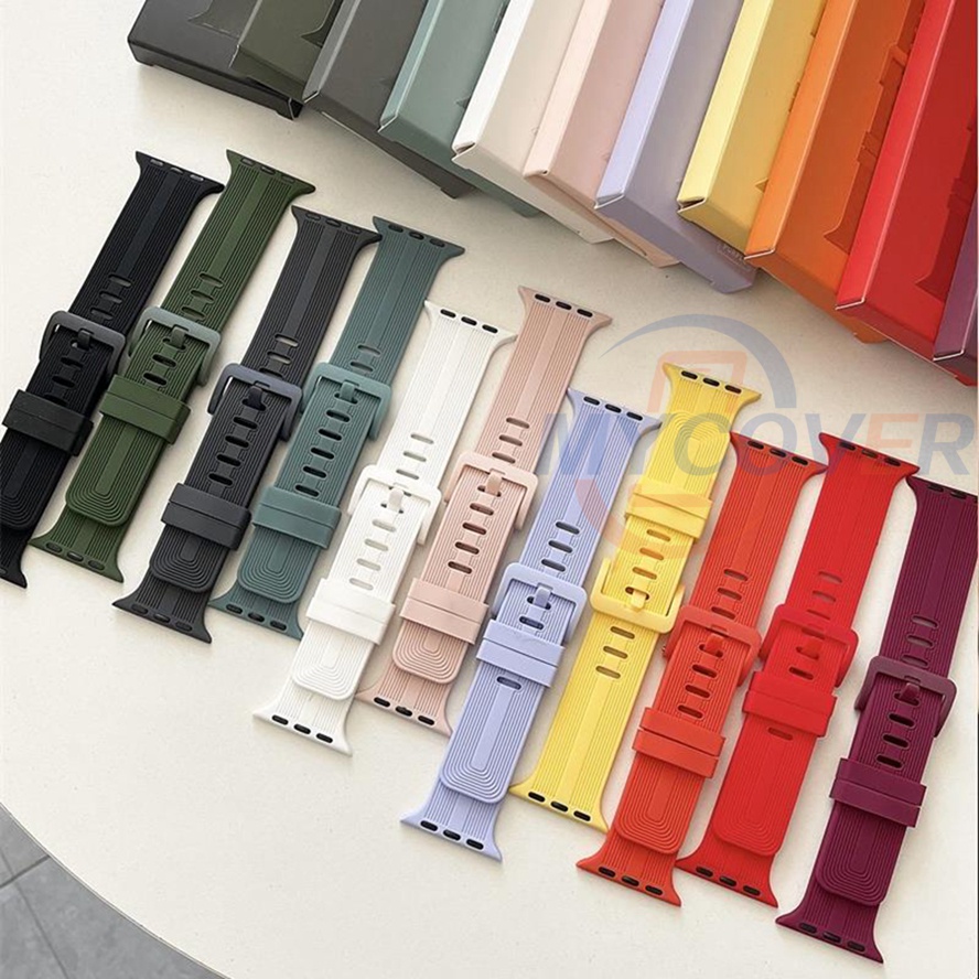 Dây Đeo Cao Su Silicone Cho Đồng Hồ Thông Minh Series 7 6 SE 5 4 3 2 1 Kích Thước 41mm 45mm 44mm 40mm 42mm 38mm
