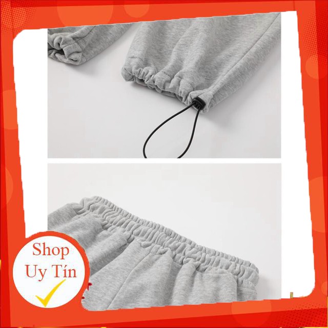 🌸 SIÊU HOT 🌸 Quần Thun Nỉ GOURD Unisex Jogger dáng thụng dây rút ống rộng CHÂN CUA màu ĐEN | XÁM nam nữ