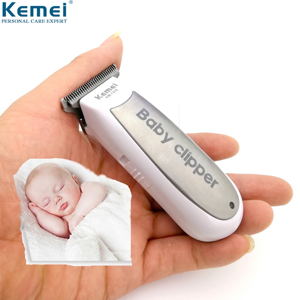 [Mã FMCGMALL - 8% đơn 250K] Tông đơ cắt tóc điện tử mini Kemei 1318 không ồn có sạc USB tiện dụng an toàn cho bé