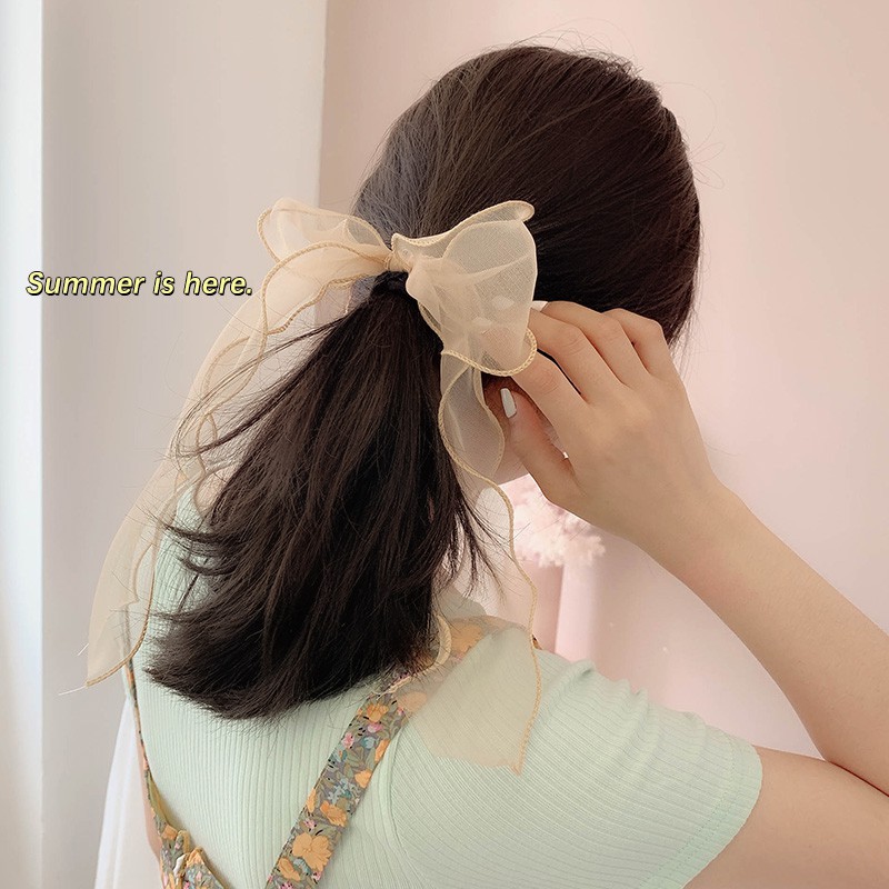Dây buộc tóc thắt nơ vải organza mềm mại Hair Scrunchies