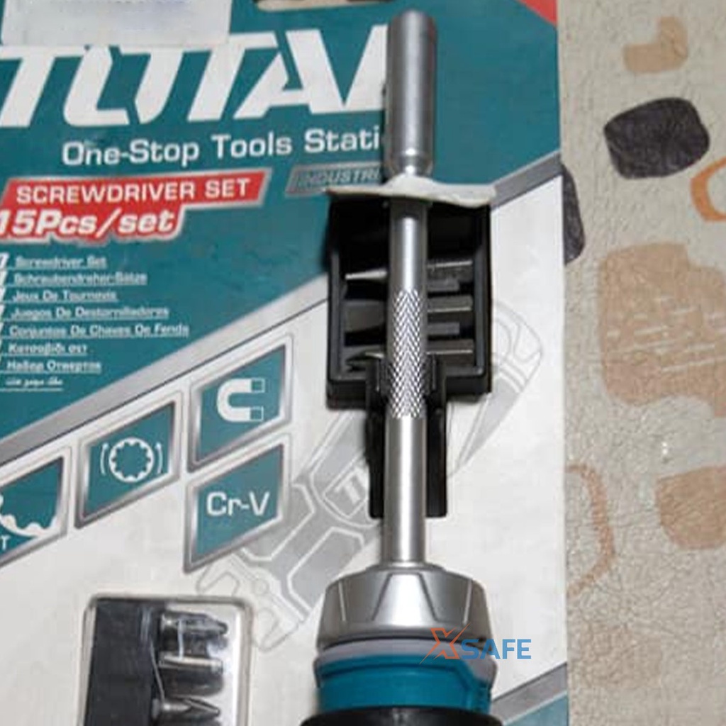 Bộ tua vít 15 đầu TOTAL TACSD30156 nhỏ gọn, đa năng, chất liệu CR-V chịu được lực cao, 2 chiều tự động - chính hãng