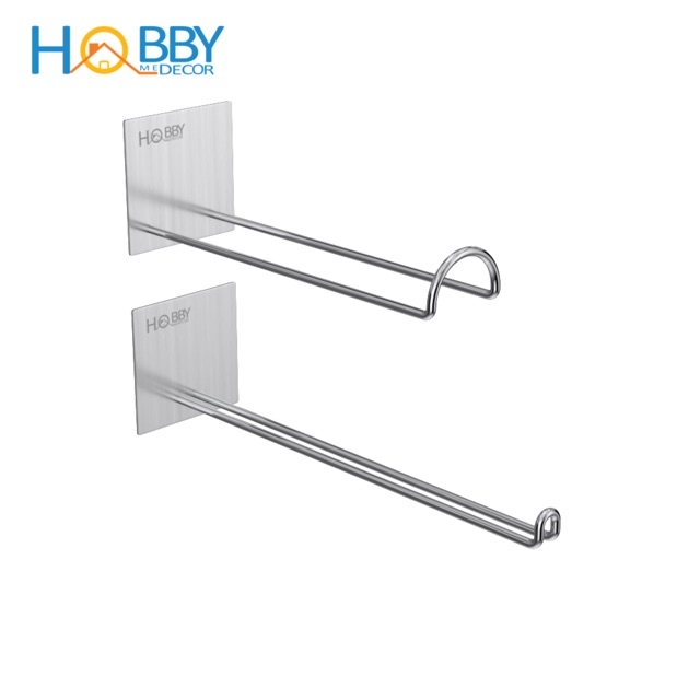 Bộ 2 móc kẹp phơi quần áo cho gọn - Inox 304 không rỉ dán tường gạch men nhà bếp, phòng tắm - HOBBY GPMD