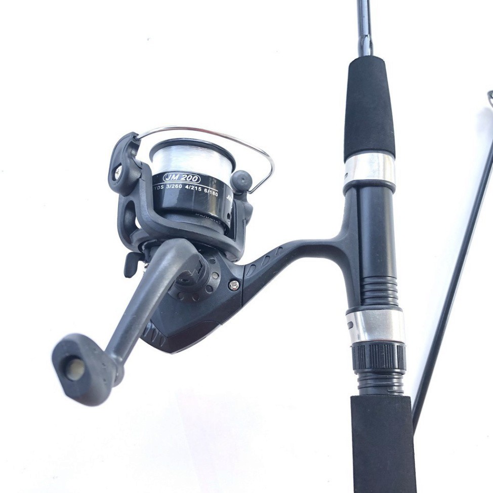 Bộ cần câu 2 khúc đặc đen Shimano máy YF2000 Đồ Câu Việt Bắc kèm phụ kiện đầy đủ