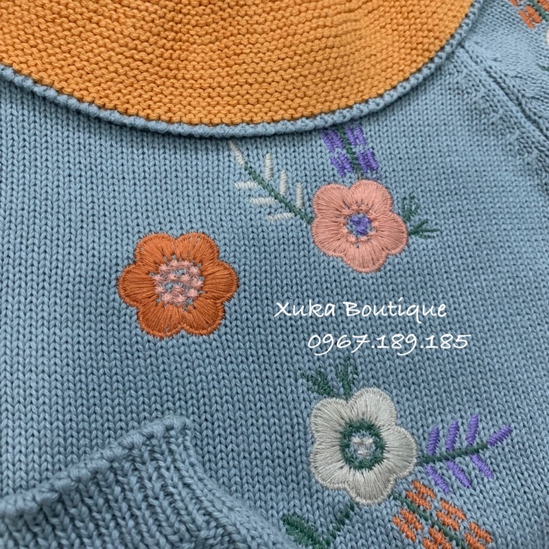 Set Len thêu hoa Cao cấp bé gái cực hot | Chất len dày dặn đanh mịn [Hình ảnh, video Thật]