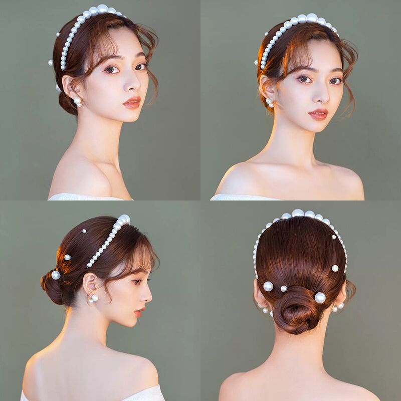Băng Đô Cài Tóc Đính Hạt Ngọc Trai Chống Trượt Phong Cách Hàn Quốc