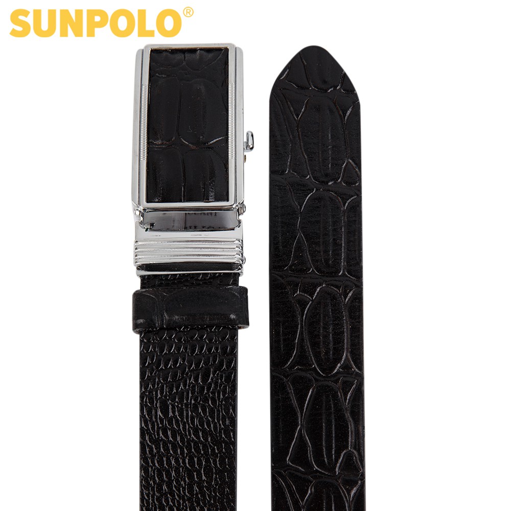 Thắt Lưng Nam Da Bò Khóa Cài Cao Cấp SUNPOLO Đen - BSAL02