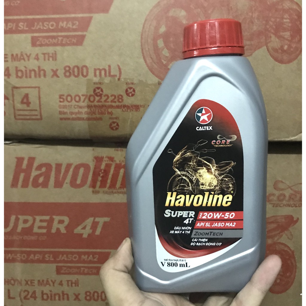 Nhớt xe số 0.8L 20w50, 15w40 Caltex Havoline Super 4T - dầu nhớt xe máy