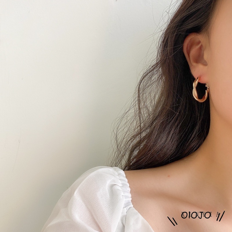 1 Cặp Bông Tai Kim Loại Hình Tròn Xoắn Sáng Tạo Phong Cách Hàn Quốc Cổ Điển Thời Trang