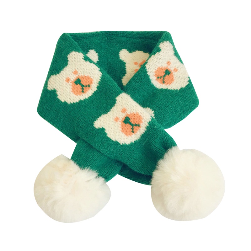 Khăn Choàng Cổ Dệt Kim Dày Dặn Giữ Ấm In Họa Tiết Hoạt Hình Dễ Thương Thời Trang Thu Đông Cho Bé