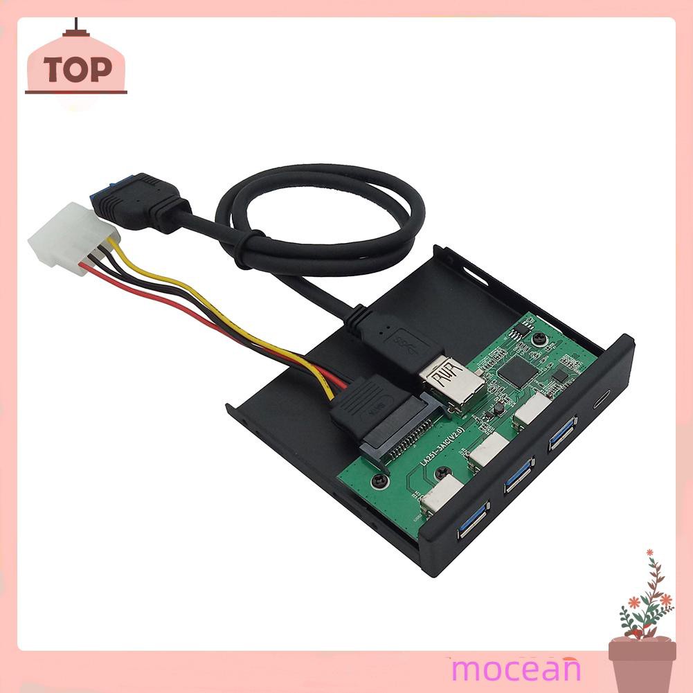 Mocean 5 Port Front Panel TYPE-C 2 USB 3.0 5.25/3.5 inch Floppy Bay Adapter for PC