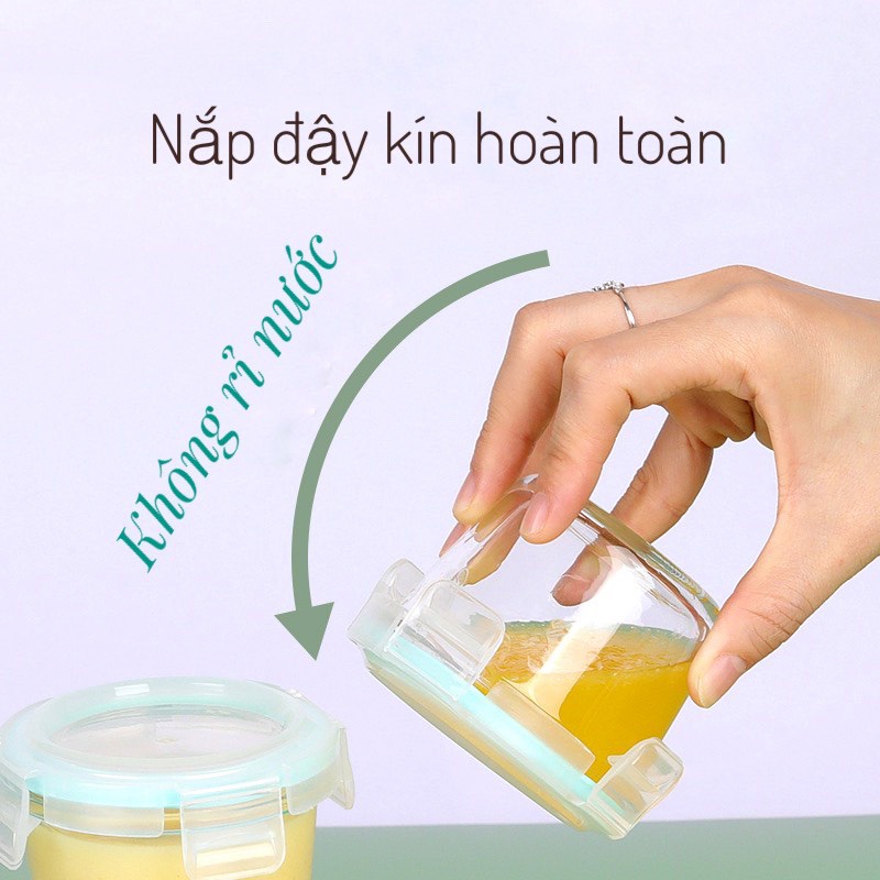 Hộp thủy tinh cao cấp chia vạch có nắp đậy 120ml
