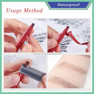 [Combo chì-dao-giấy makeup] Chì xé chống nước kẻ chân mày DLZCOU vỏ đỏ gân vàng, dễ phẩy sợi nâu, xám, đen