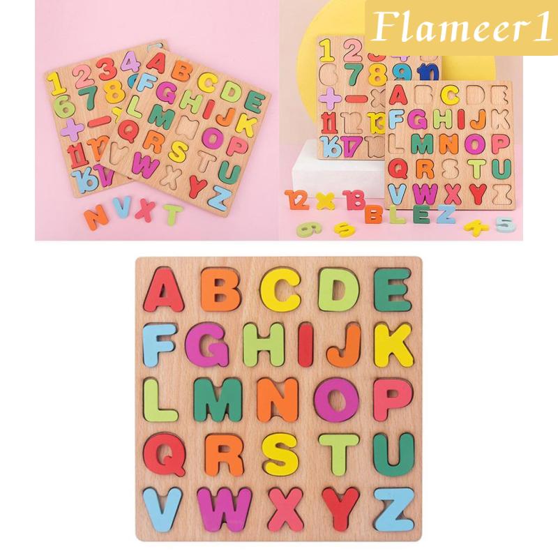 [Flameameer1] Đồ Chơi Lắp Ghép Chữ Cái ABC Bằng Gỗ Phát Triển Trí Tuệ Cho Bé