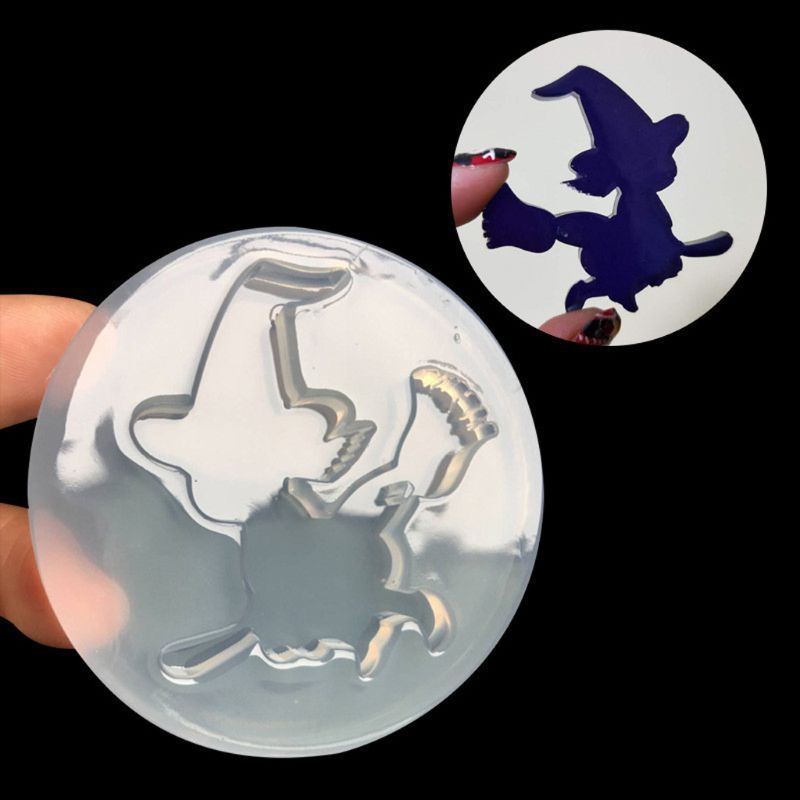 Khuôn Silicone Làm Mặt Dây Chuyền Hình Phù Thủy Trang Trí Halloween