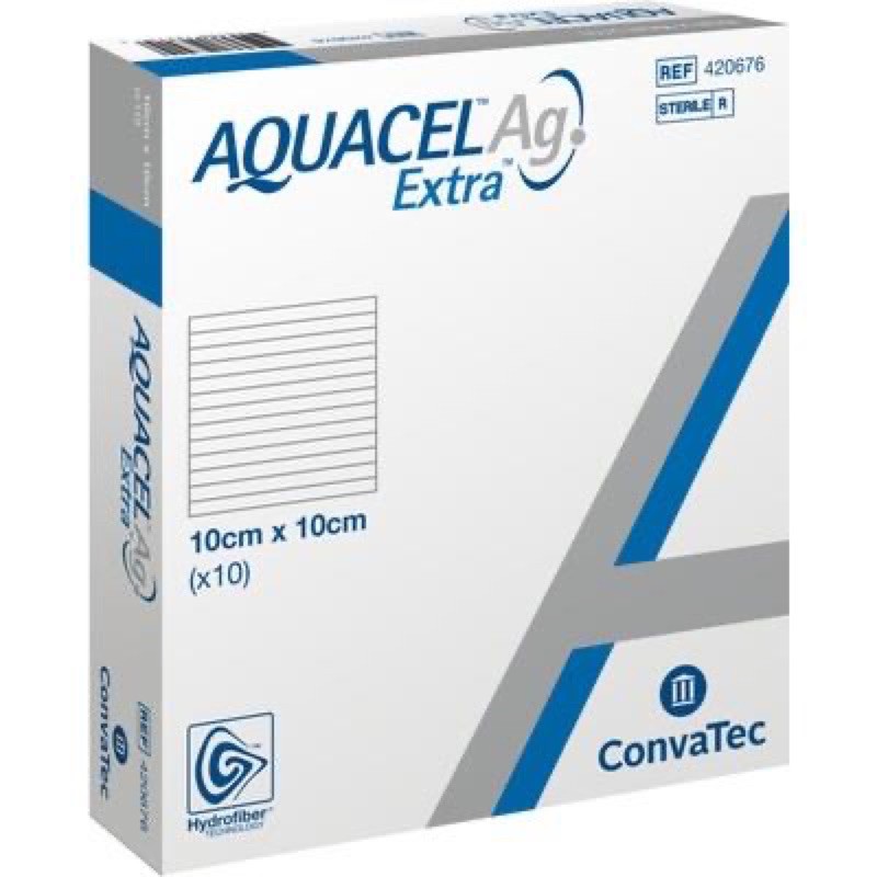 Miếng dán Viết thương, dán bỏng Aquacel Extra Ag ConvaTec 10x10 chính hãng UK
