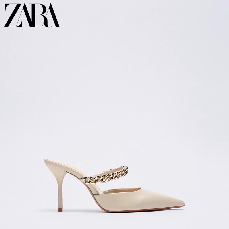 GIÀY CAO GÓT ZARA MÀU KEM QUAI XÍCH HÀNG TUỒN