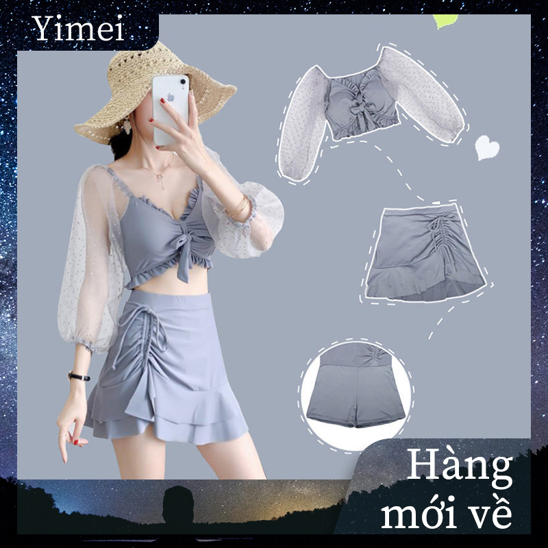 ⭐0412⭐ Áo tắm nữ  áo tắm xẻ tà bảo thủ  áo tắm khoét ngực mỏng và mỏng  áo tắm học sinh kiểu váy gợi cảm