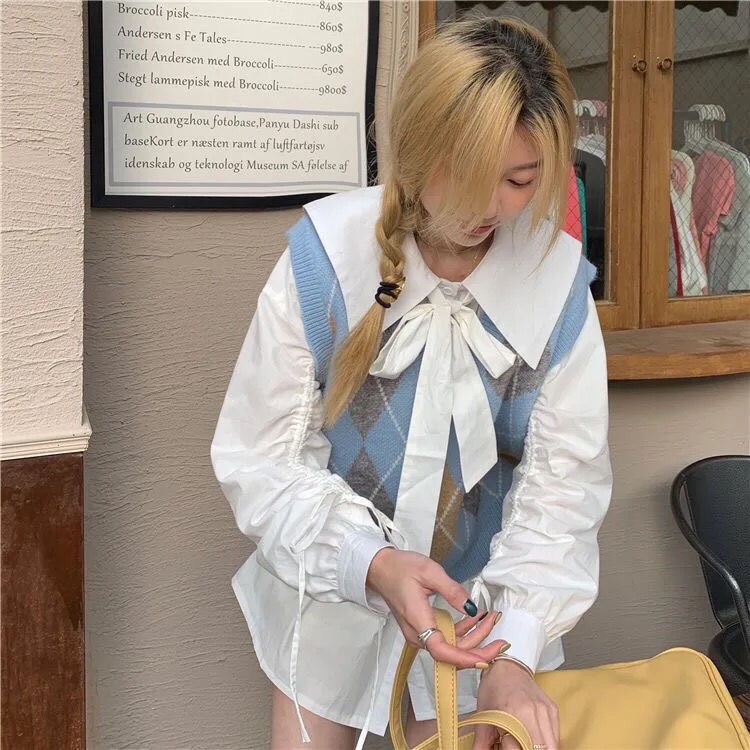 Áo gile len nữ phối màu kẻ caro to Freesize phong cách cá tính thời trang Hàn Quốc mùa thu đông M143HD | BigBuy360 - bigbuy360.vn