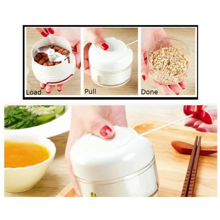 Dụng Cụ Xay Tỏi ớt Bằng Tay Có Dây Kéo Tiện Dụng Chooper Màu Trắng