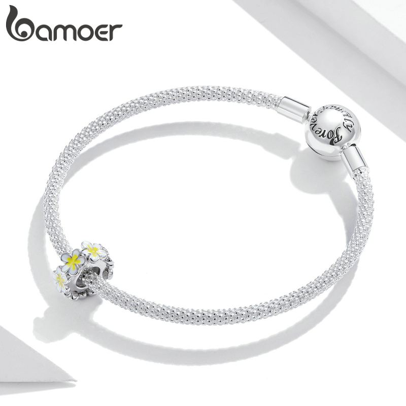 Mặt Vòng Tay Bamoer BSC447 Từ Bạc Thật 925 Hình Bông Hoa Lãng n DIY