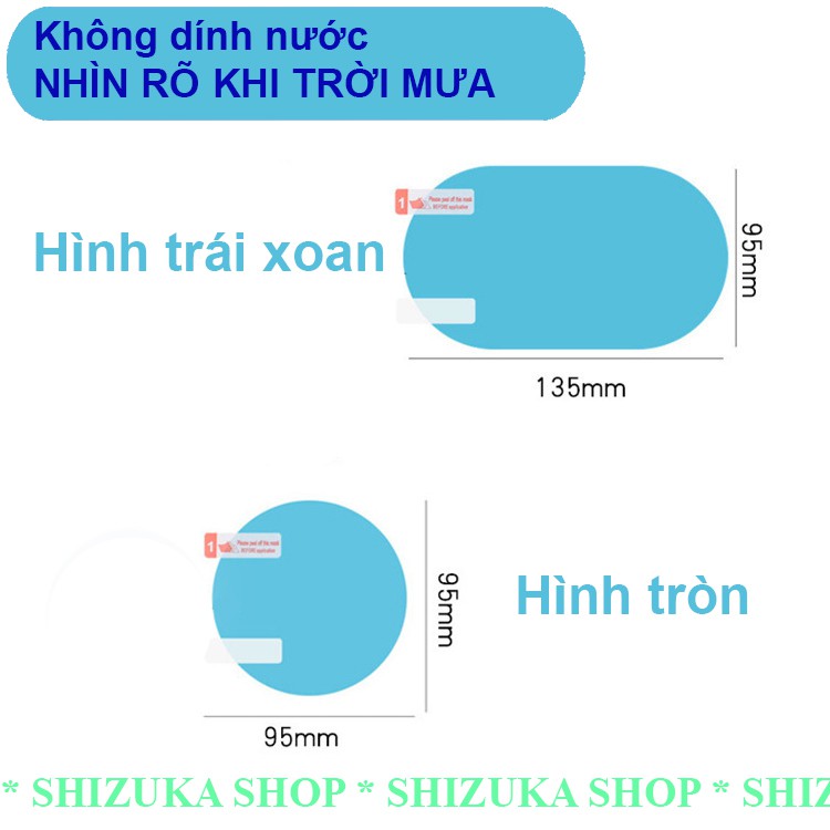 Set 2 Miếng Dán NANO Chống Đọng Nước Sương  Mờ Gương Kính Ô tô Xe Hơi