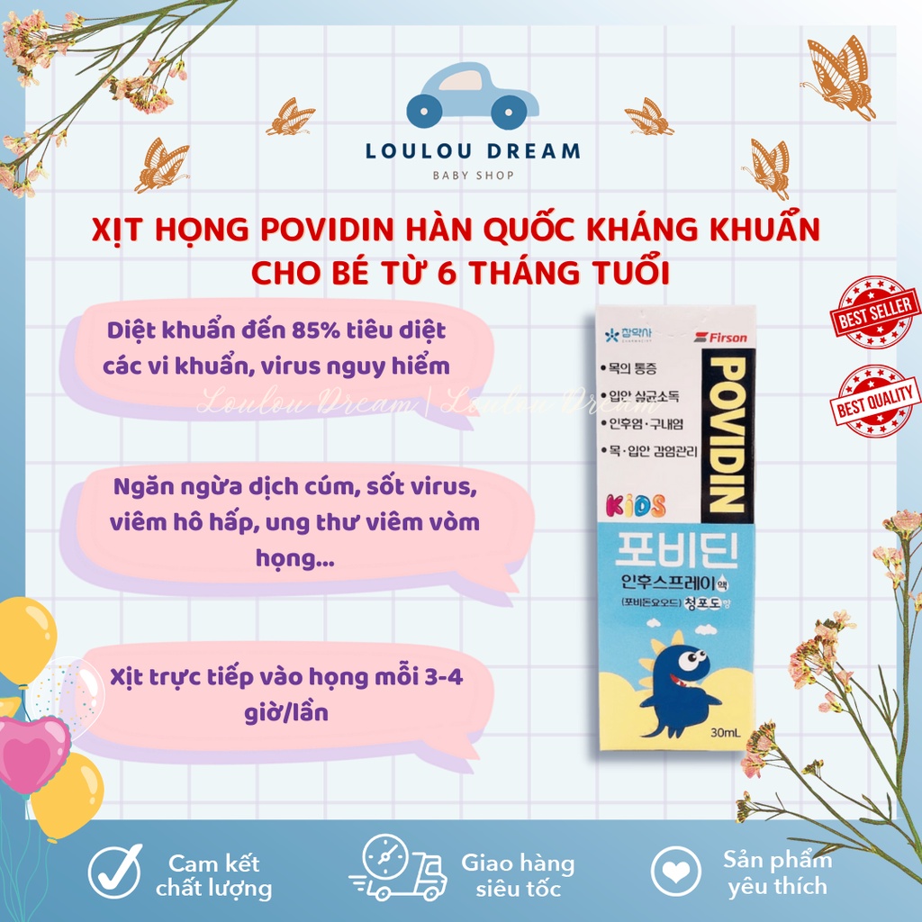 Xịt Họng Povidin Hàn Quốc - Xịt Sinh Học Kháng Khuẩn POVIDIN Cho Bé Từ 6 Tháng Tuổi chai 30ml [CHÍNH HÃNG]