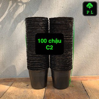 100 Chậu nhựa đen C2 (7x7) loại dày