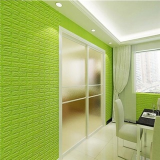 Xốp dán tường loại dày 8mm giả gạch 3D màu xanh cốm
