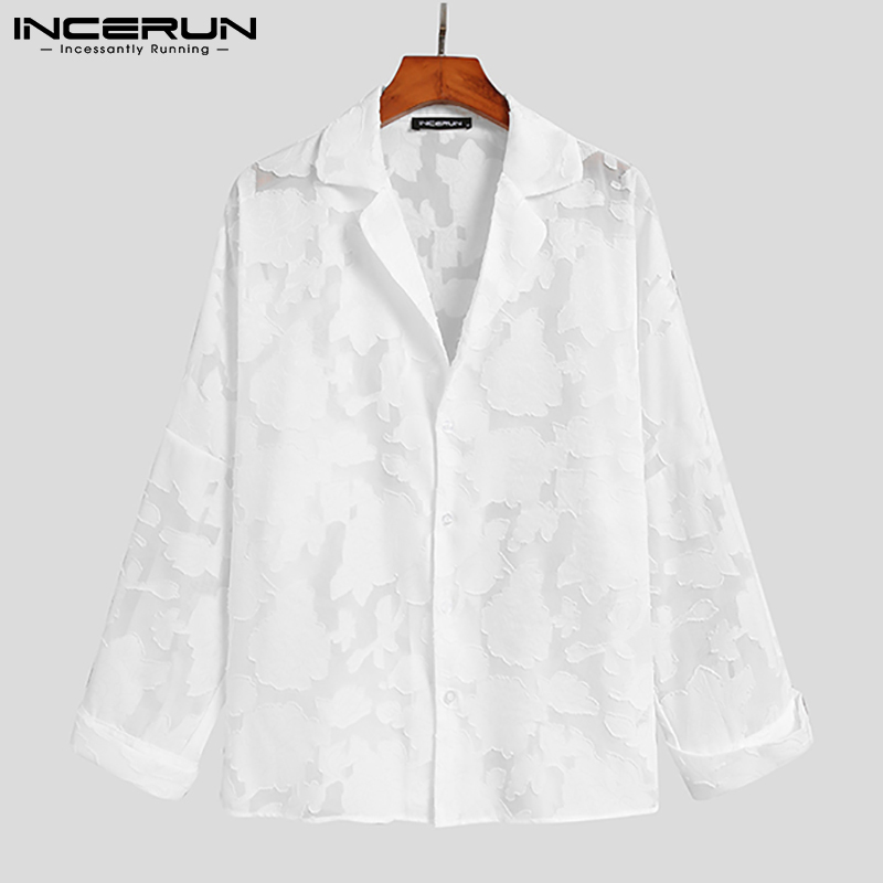 Áo Sơ Mi INCERUN Cho Nam Vải Lưới Hoa Xuyên Thấu Dài Tay Thời Trang | BigBuy360 - bigbuy360.vn