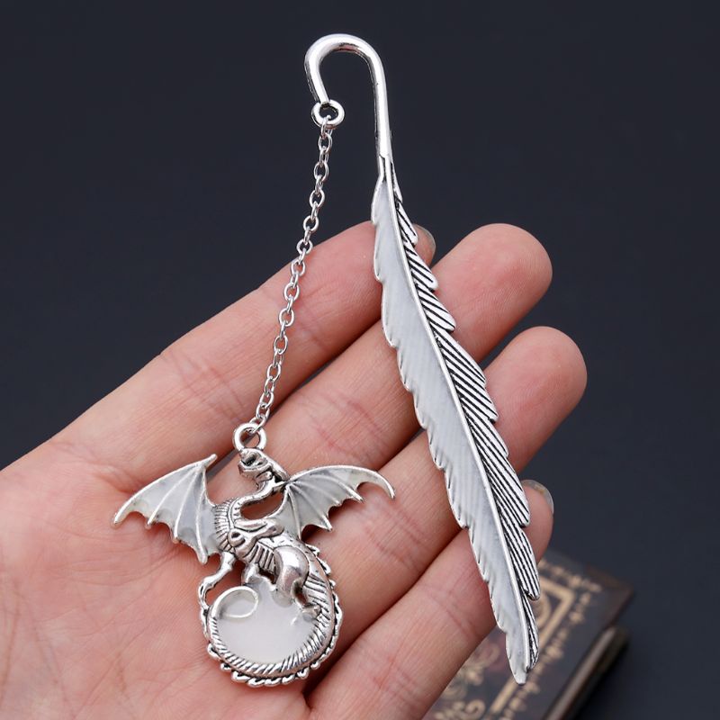 Thẻ Đánh Dấu Trang Sách Hình Lông Vũ / Rồng Dạ Quang Sáng Tạo