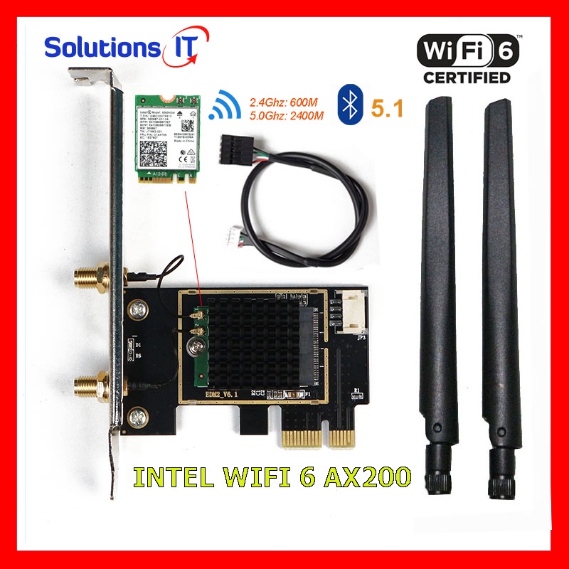 Card WIFI Intel AC 3168 7265 9260 AX200 AX210 có tản nhiệt cho máy bàn