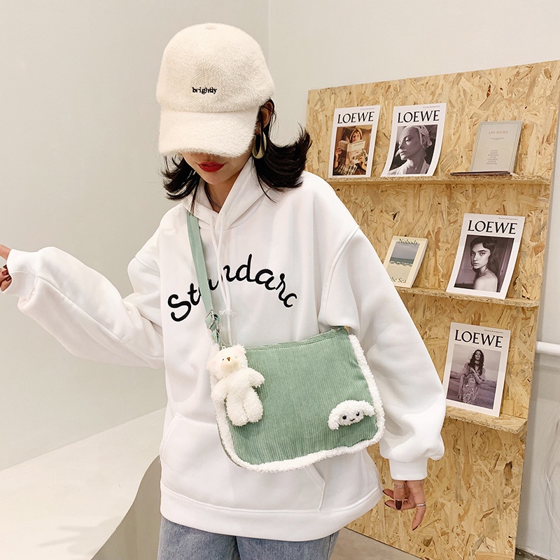 Túi tote bag vải nhung đeo chéo đi học đi chơi dễ thương xinh đẹp giá rẻ TX124