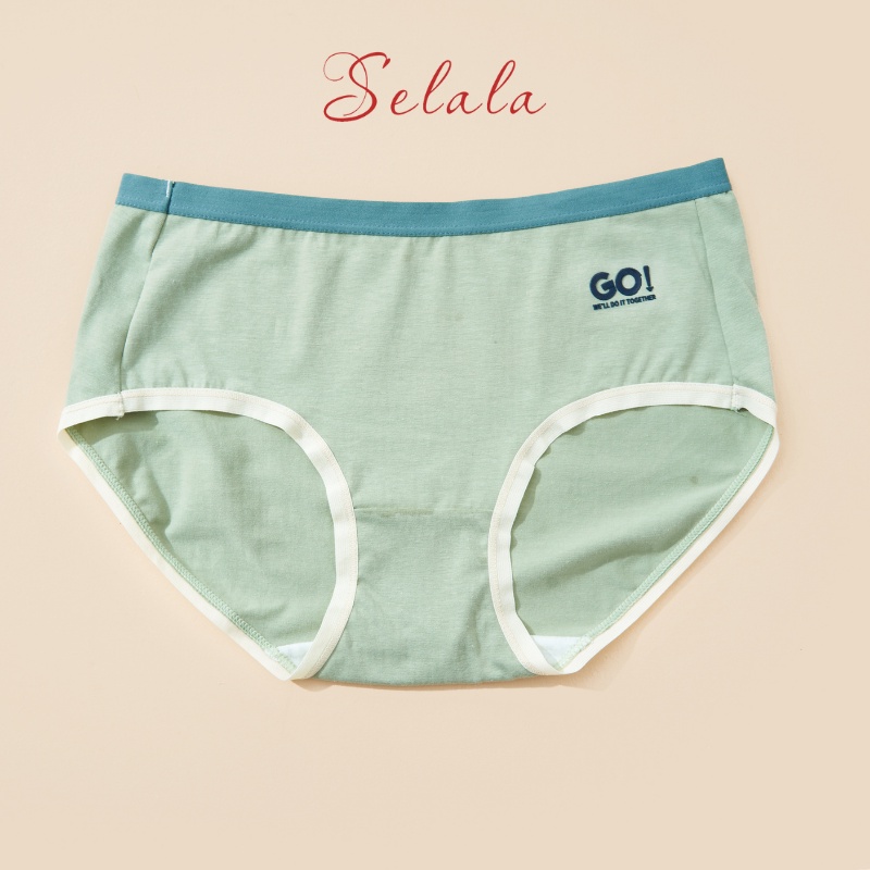 Quần Lót Nữ Selala Cotton Co Giãn Thông Thoáng Kháng Khuẩn Phối Viền QC35