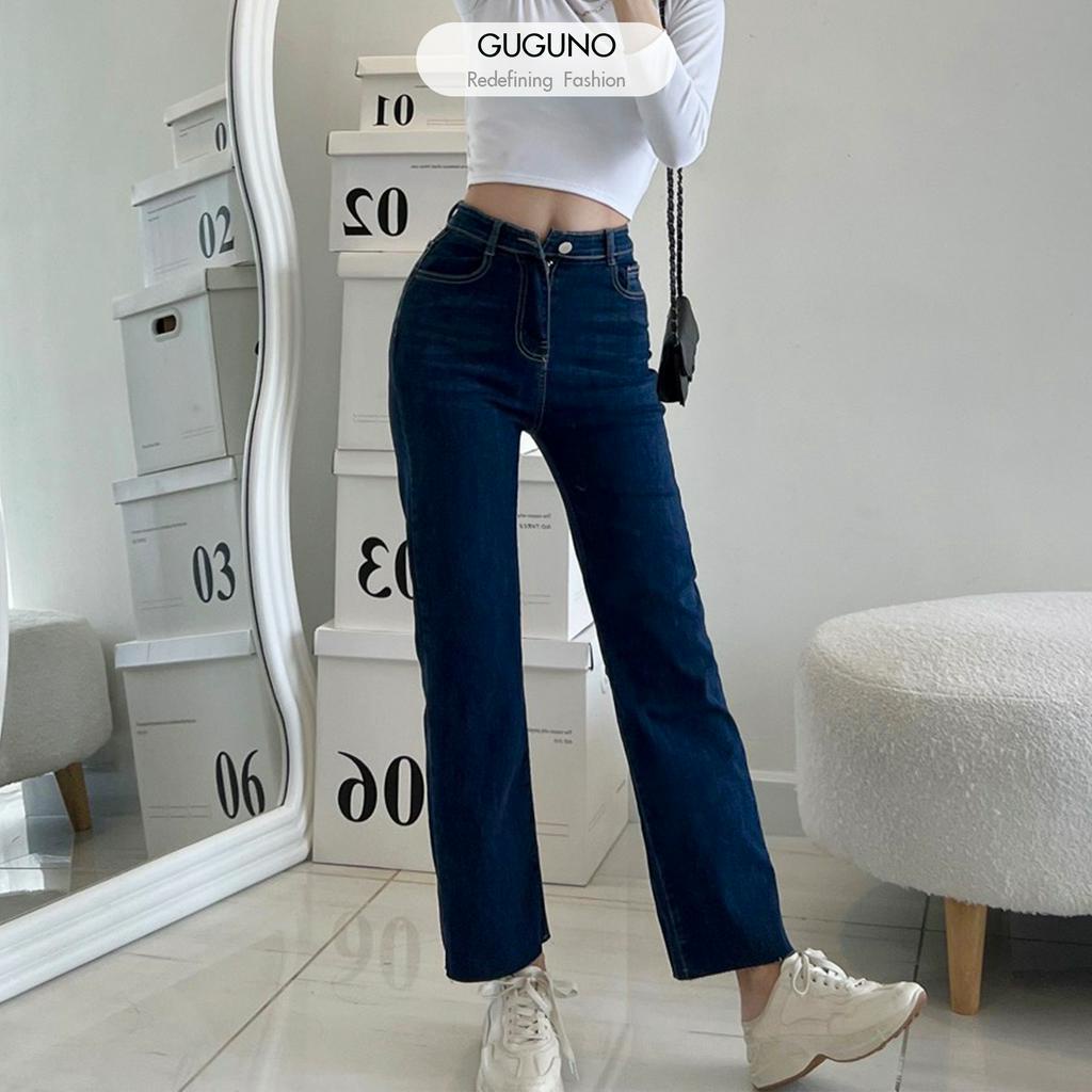 Quần jeans nữ ống rộng GUGUNO