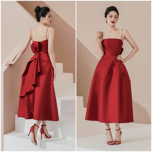 ĐẦM XOÈ HAI DÂY KHOÉT LƯNG CHỮ V NƠ EO