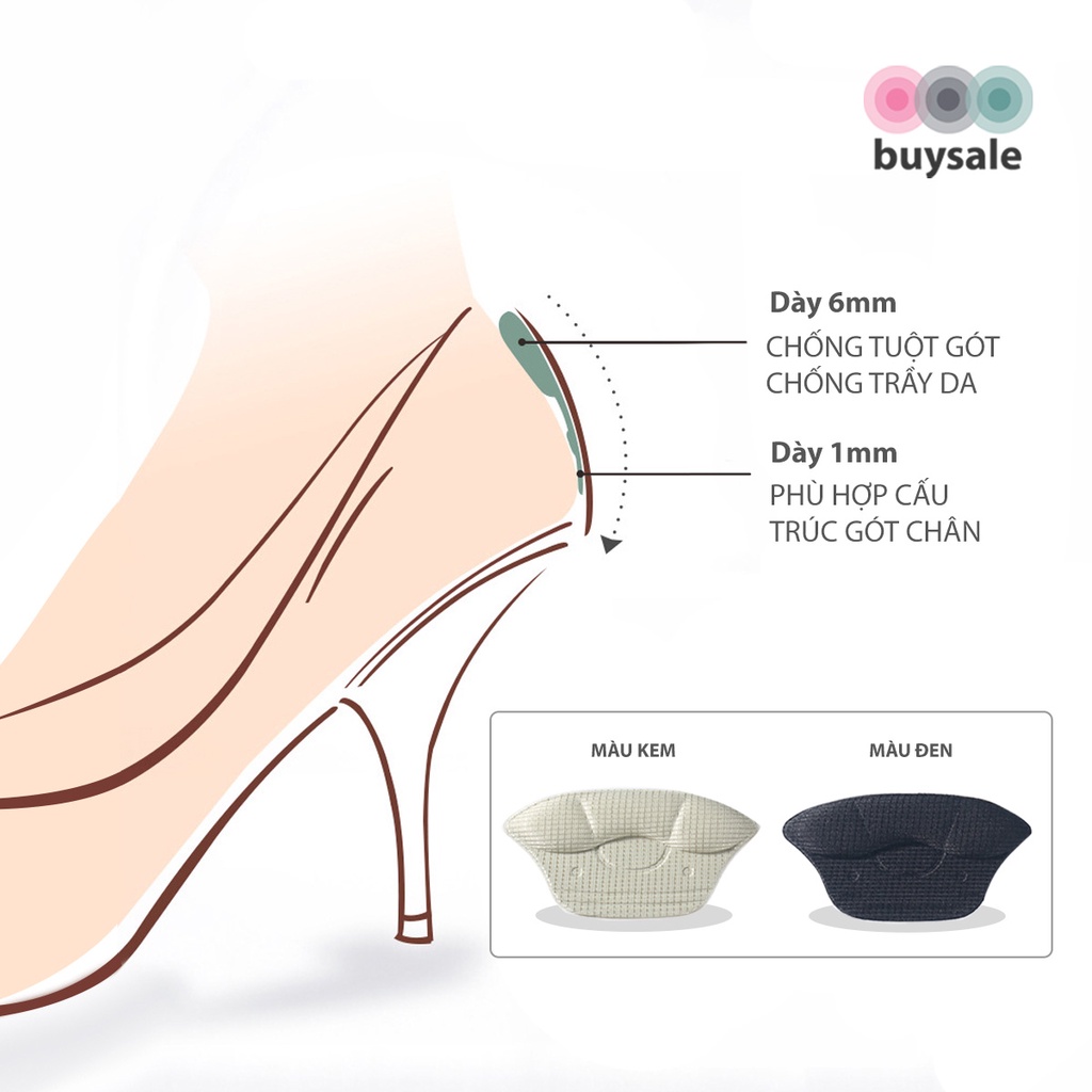 Miếng lót giày giảm size, chống trầy gót chân, êm chân khi mang giày dành cho nam và nữ - Buysales - BSPK230