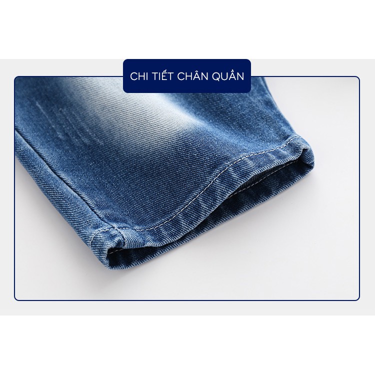 Quần Jean cho bé WELLKIDS quần short Jean họa tiết túi sau chất bò mềm hàng xuất Âu Mỹ