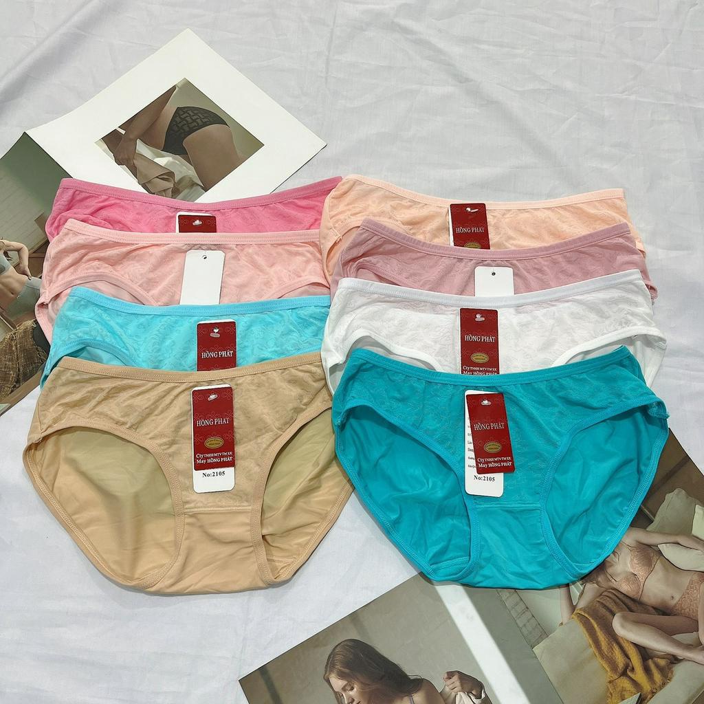 Quần lót nữ thun lạnh trơn cao cấp 2105 cạp thấp lưng chất liệu mềm mịn thoáng mát size 40kg-55kg