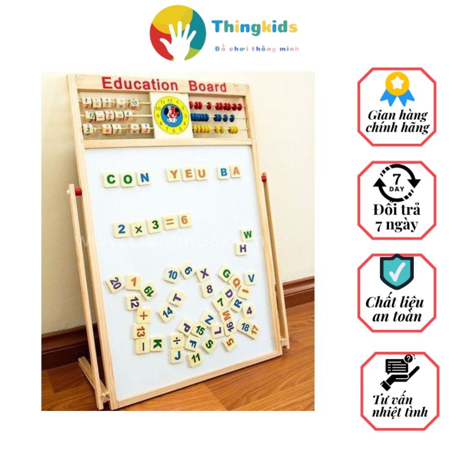 Bảng ghép nam châm chữ và số 2 mặt - THINGKIDS