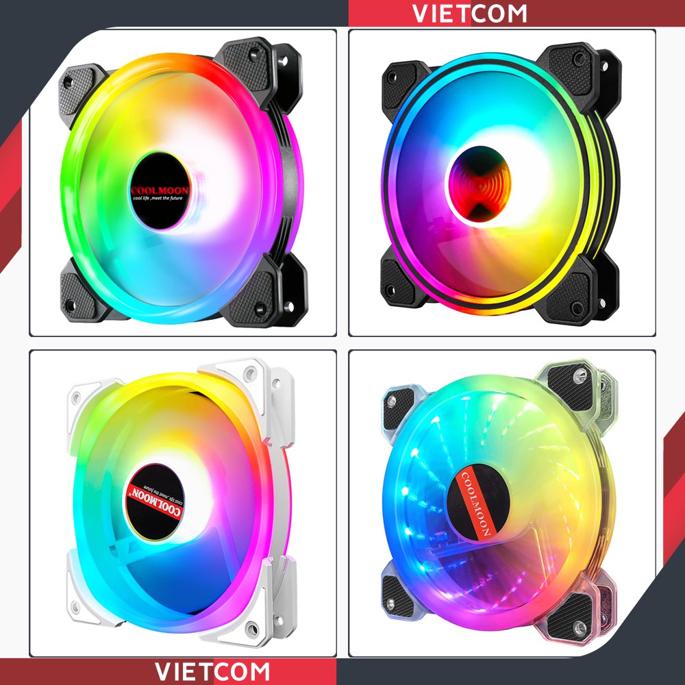 Quạt Tản Nhiệt, Fan Led RGB Coolmoon, Bộ Hub Coolmoon + điều khiển - Tặng kèm ốc vít