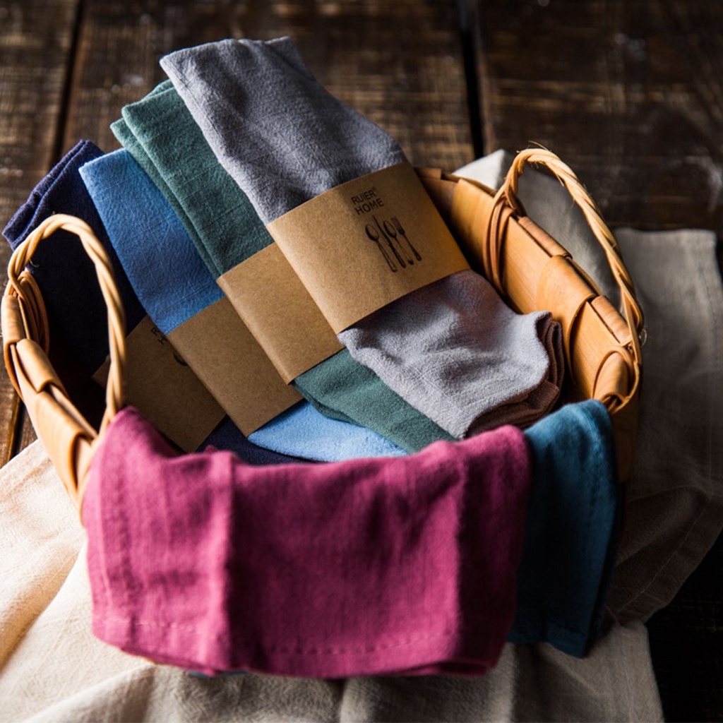 Tấm Lót Bàn Ăn Bằng Vải Cotton Lanh Cách Nhiệt Nhiều Màu Sắc