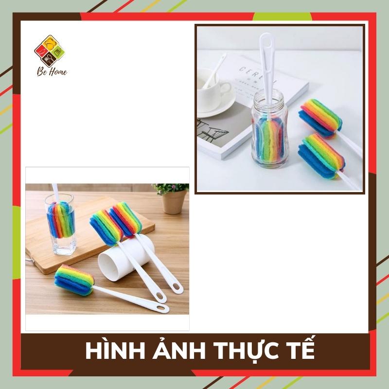 Cây cọ rửa cốc chén BEHOMEMALL Cọ ly bình sữa tiện lợi đa năng cán dài cao cấp 7 màu