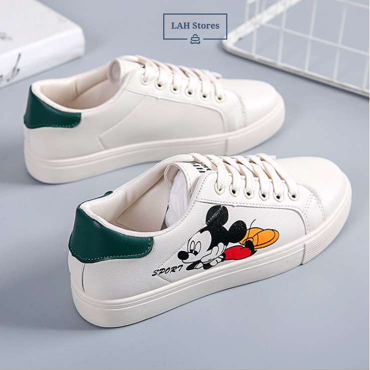 Giày thể thao nữ. Giày sneaker nữ in hình chuột MIC. Chất liệu da PU, đế cao su cao cấp. LAH STORES GSNU01