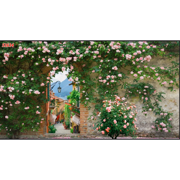 Tranh dán tường Quán Cafe, Trà Sữa, Trang Trí Cửa Hàng 3D tặng keo và dụng cụ dán