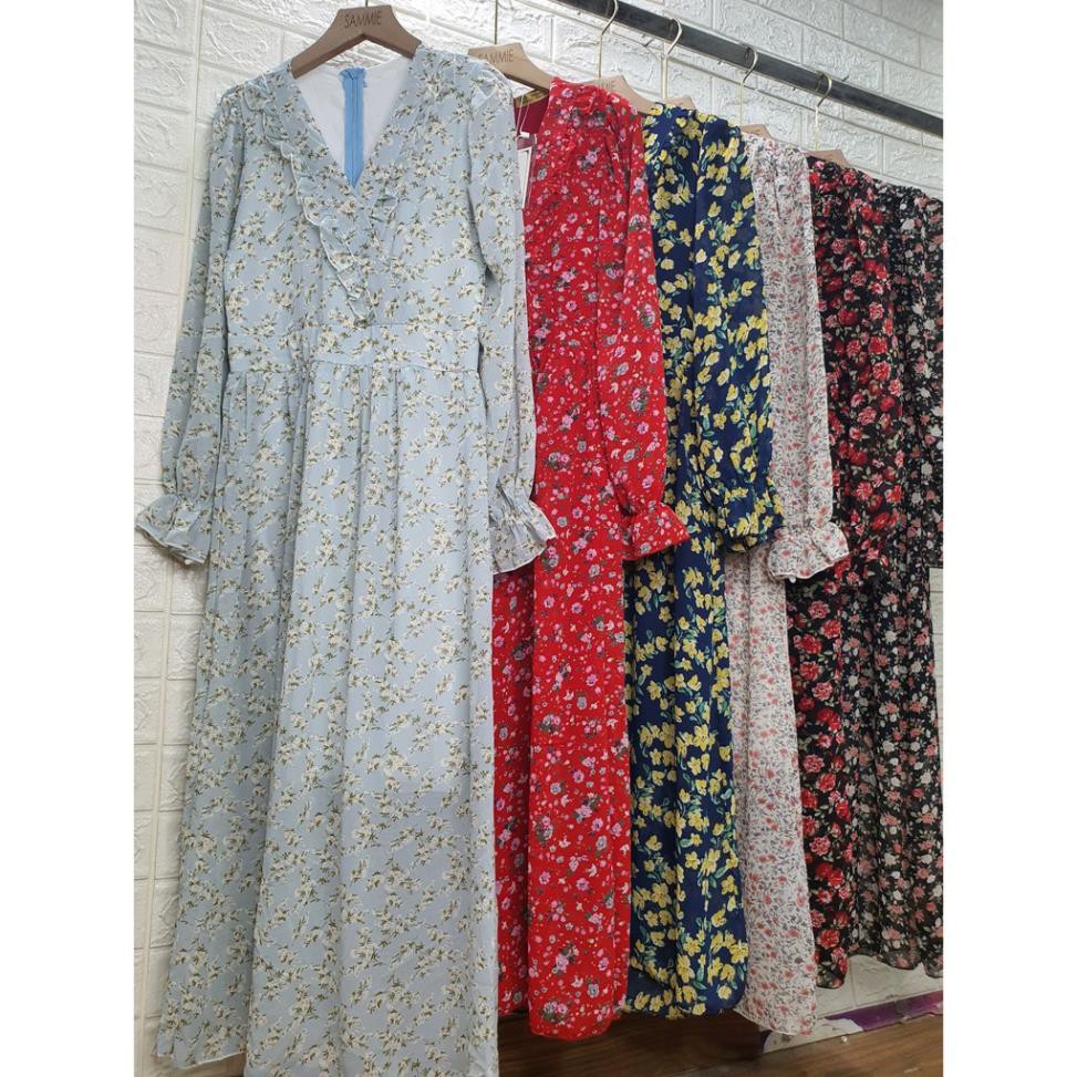 Váy Đầm Nữ Dài Tay Chất Voan 2 Lớp Cổ Bèo Màu Xanh - Chuyên Sỉ & Lẻ | BigBuy360 - bigbuy360.vn