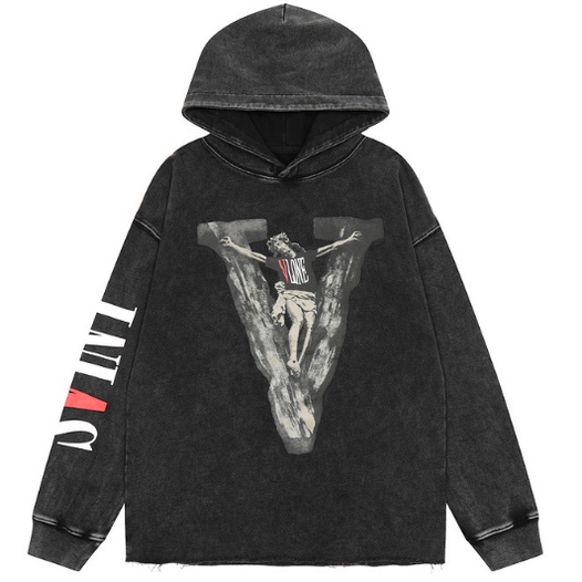 vlone Áo len có mũ trùm đầu thông thường của nam và nữ mới