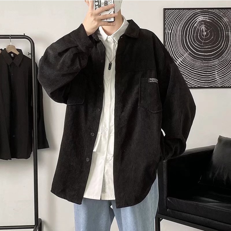 Áo khoác sơ mi dài tay thời trang cho nam nữ Simple áo khoác nam kaki from rộng Hàn Quốc áo khoác nam đẹp bomber jackets bigsize áo khoác bóng chày nam