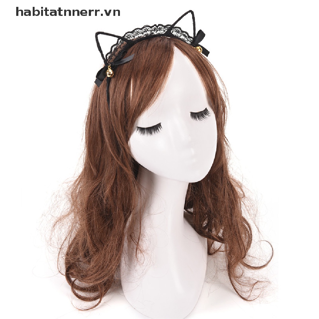 Băng Đô Tai Mèo Phối Ren Xinh Xắn Dành Cho Nữ