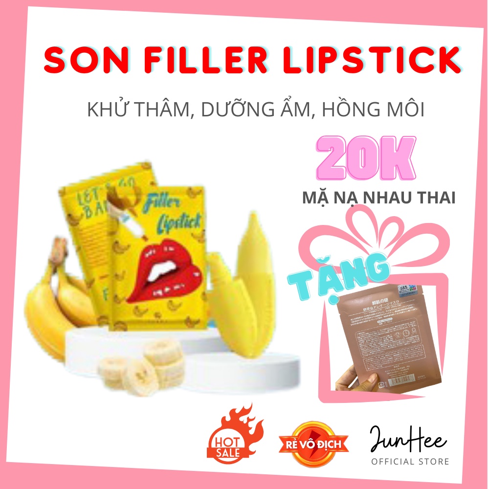 [Mã JUNH20K giảm 20K] Son dưỡng môi Filler Collagen Chuối Parea + Son màu Chu Lipstick, giúp môi căng mọng hồng hào